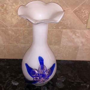 Gorgeous ceramic & glass floral vase